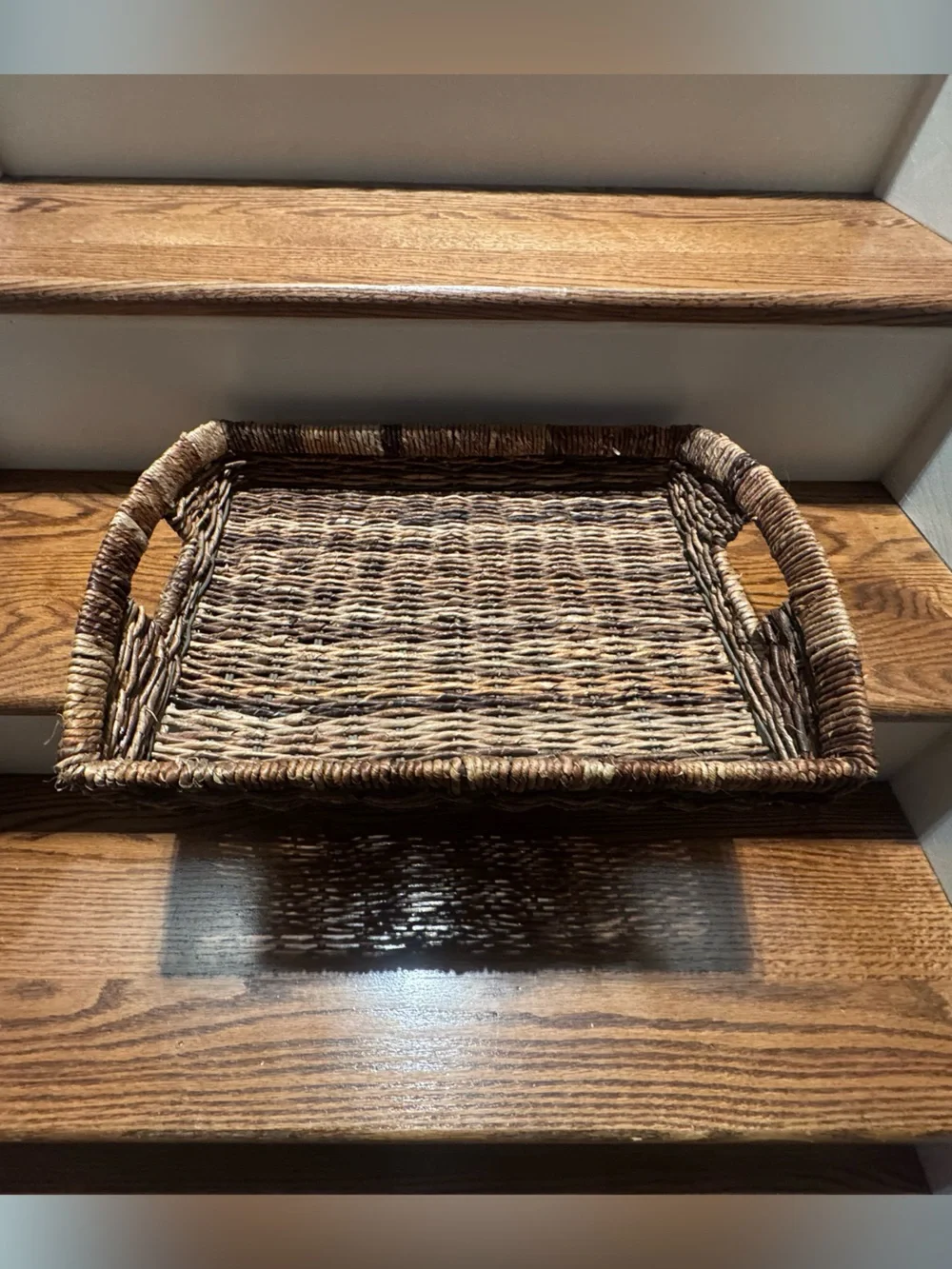 Woven Serving Tray - Brown